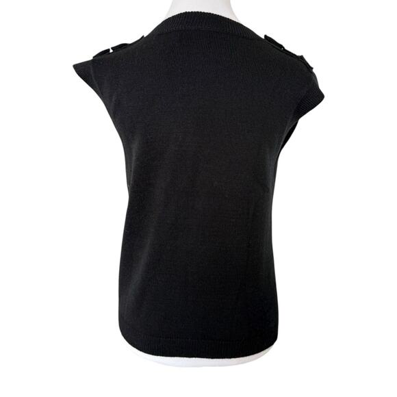 Chanel Black Wool Silk Cashmere Sweater Vest Logo Sz 36 S - Picture 3 of 13